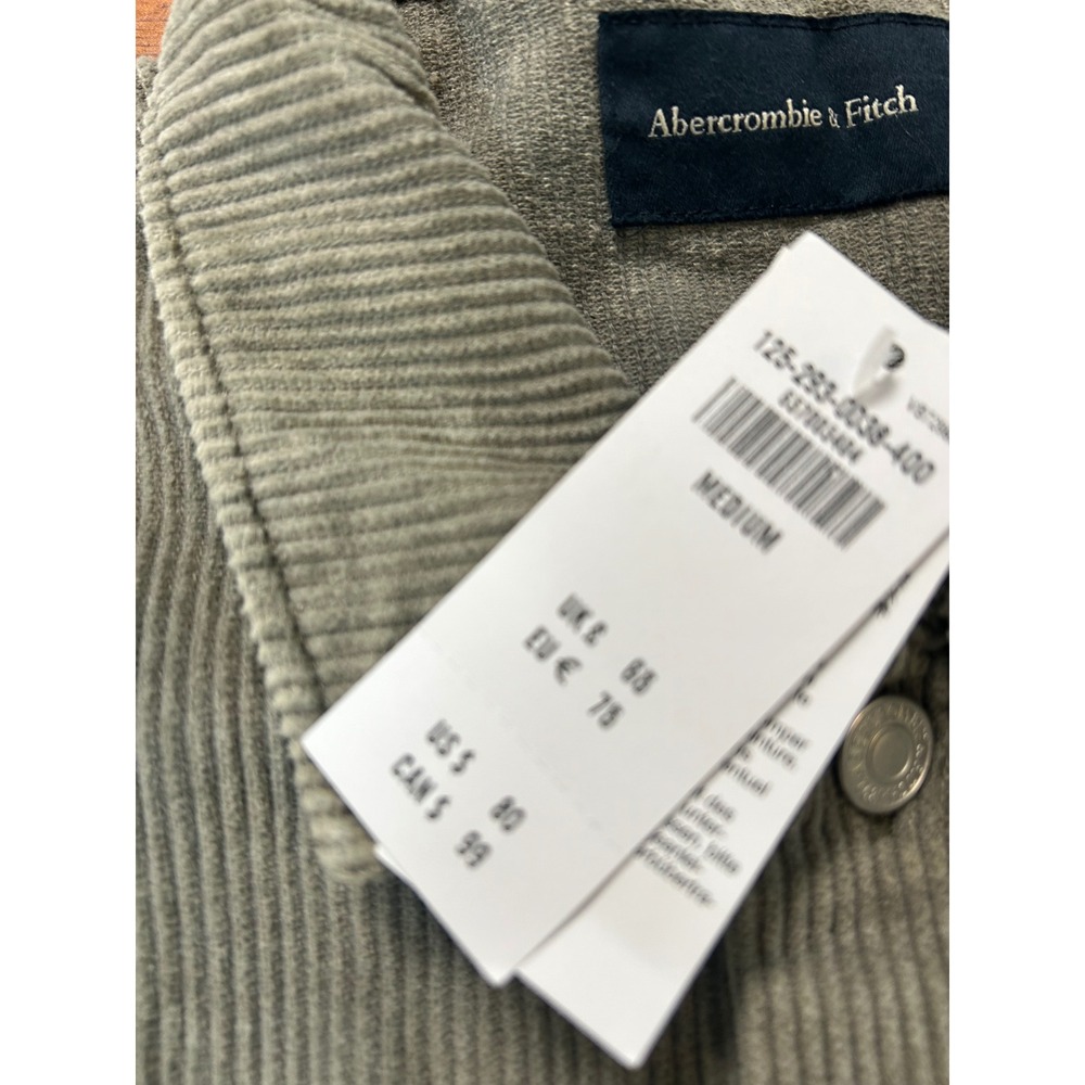 New Abercrombie & Fitch Corduroy Shirt Jacket Mens M Gray Button Front - Picture 3 of 11